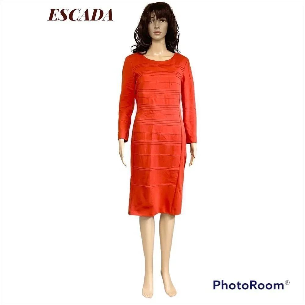 ESCADA rust orange long sleeves knit sweater midi dress 6